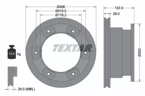 1x TEXTAR 93177703 Brake Disc