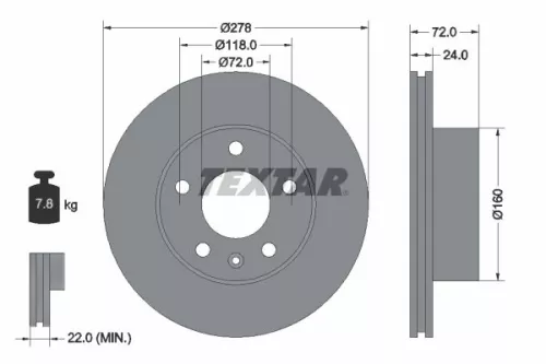 TEXTAR TEXTAR 93191100 1x TEXTAR 93191100 Brake Disc 