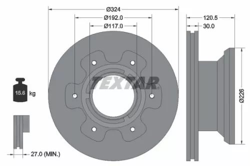 TEXTAR TEXTAR 93191500 1x TEXTAR 93191500 Brake Disc 