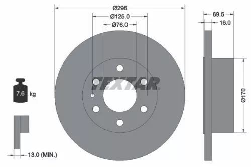 TEXTAR TEXTAR 93229100 1x TEXTAR 93229100 Brake Disc 