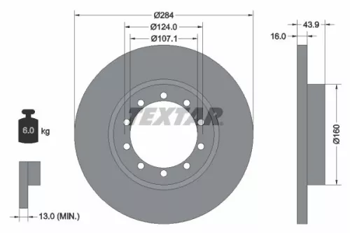 1x  TEXTAR Brake Disc 93242500 284
