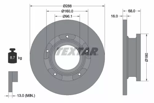 1x  TEXTAR Brake Disc 93260703 288