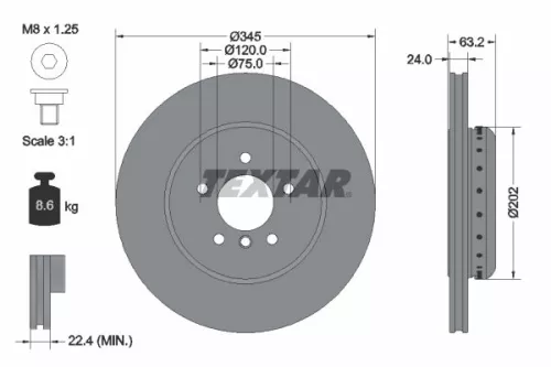 TEXTAR TEXTAR (92182525) 1x  TEXTAR Brake Disc 