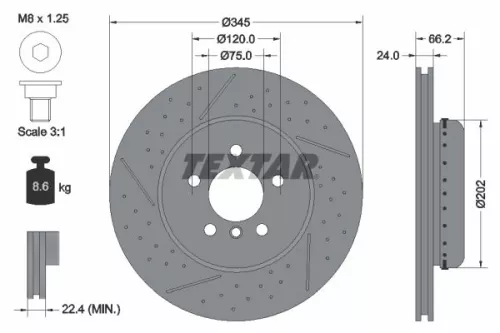 1x  TEXTAR Brake Disc