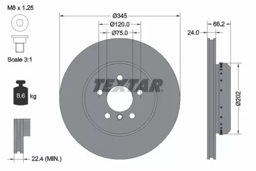 TEXTAR TEXTAR (92265625) 1x  TEXTAR Brake Disc 