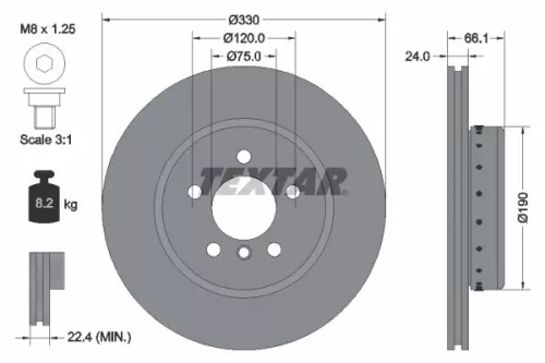 TEXTAR TEXTAR 92265825 1x TEXTAR 92265825 Brake Disc 