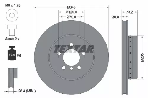 1x  TEXTAR Brake Disc 92266825 348