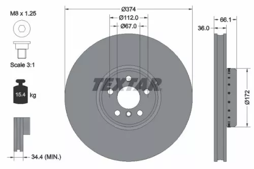 TEXTAR TEXTAR 92290325 1x TEXTAR 92290325 Brake Disc 