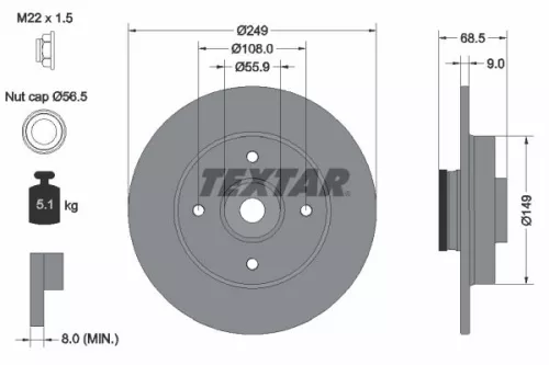 1x  TEXTAR Brake Disc