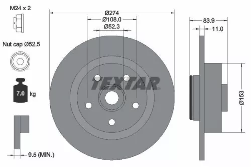 1x  TEXTAR Brake Disc 92142203 274