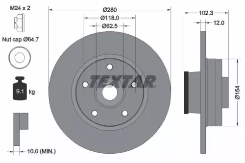 1x  TEXTAR Brake Disc