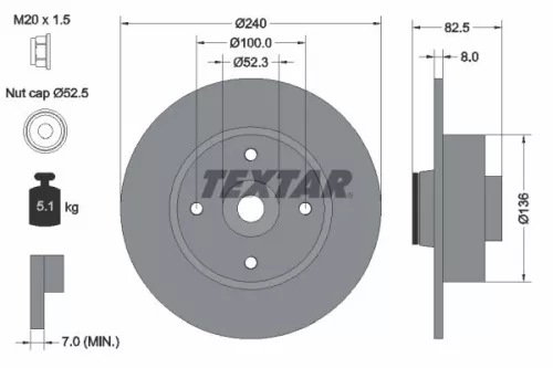 1x  TEXTAR Brake Disc