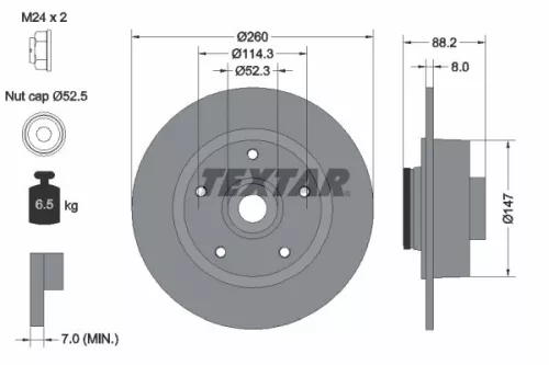 1x  TEXTAR Brake Disc 92195903 260