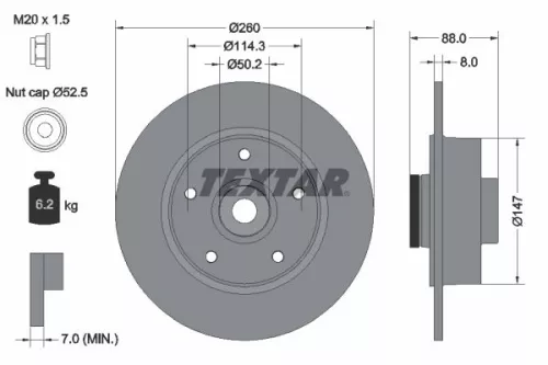 1x  TEXTAR Brake Disc