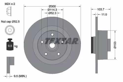 1x  TEXTAR Brake Disc 92196103 300