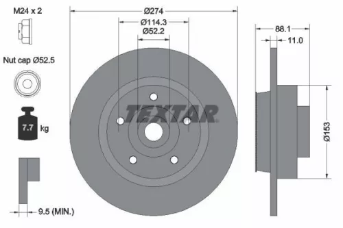 1x  TEXTAR Brake Disc 92232603 274