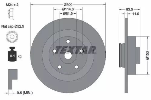 1x  TEXTAR Brake Disc 92233103 300