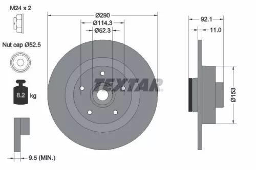 1x TEXTAR 92254103 Brake Disc