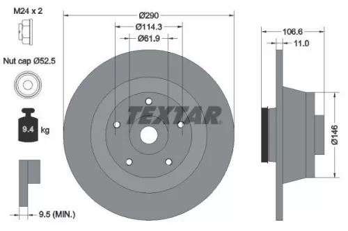 TEXTAR TEXTAR 92269603 1x TEXTAR 92269603 Brake Disc 