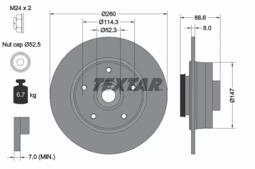 1x TEXTAR 92291003 Brake Disc