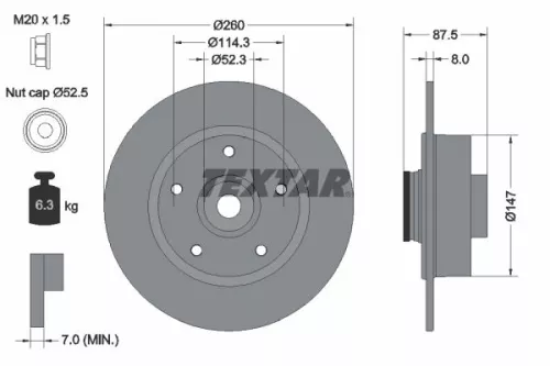 1x TEXTAR 92295203 Brake Disc