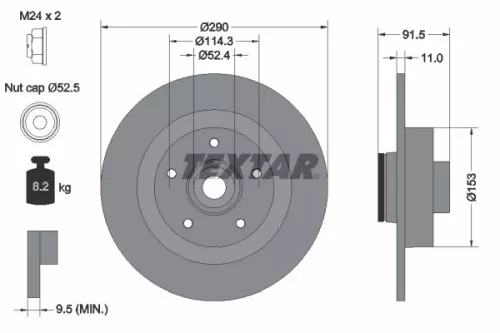 1x TEXTAR 92316503 Brake Disc