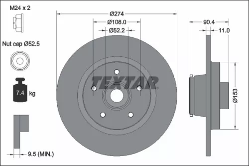 1x  TEXTAR Brake Disc 92329403 274
