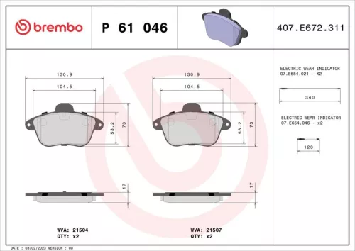 ABS Brake Pad Set, disc brake (61046)