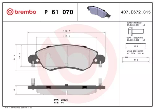 ABS Brake Pad Set, disc brake (61070)