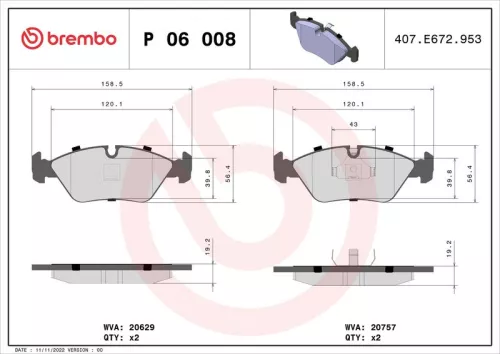 ABS Brake Pad Set, disc brake (P 06 008)