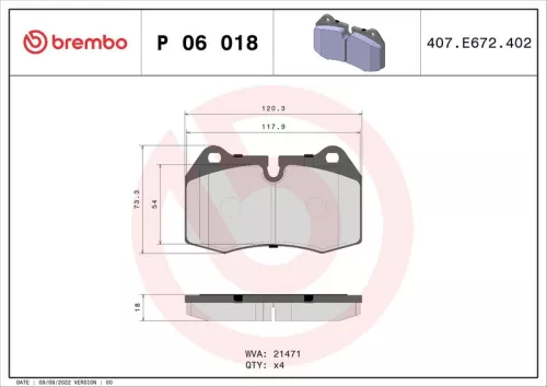 ABS Brake Pad Set, disc brake (P 06 018)