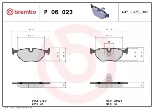 ABS Brake Pad Set, disc brake (P 06 023)
