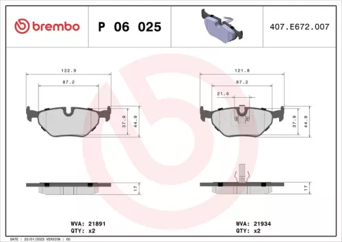 ABS Brake Pad Set, disc brake (P 06 025)