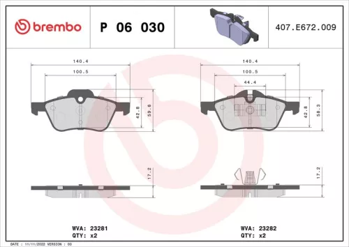 ABS Brake Pad Set, disc brake (P 06 030)