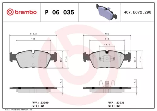 ABS Brake Pad Set, disc brake (P 06 035)