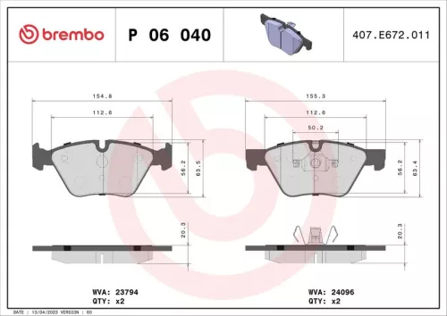 ABS Brake Pad Set, disc brake (P 06 040)