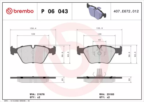 ABS Brake Pad Set, disc brake (P 06 043)