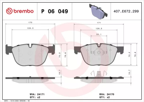 ABS Brake Pad Set, disc brake (P 06 049)