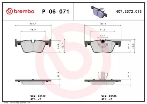 ABS Brake Pad Set, disc brake (P 06 071)
