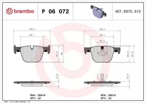 ABS Brake Pad Set, disc brake (P 06 072)