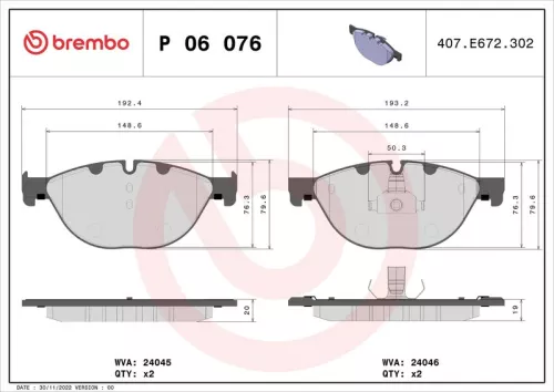 ABS Brake Pad Set, disc brake (P 06 076)