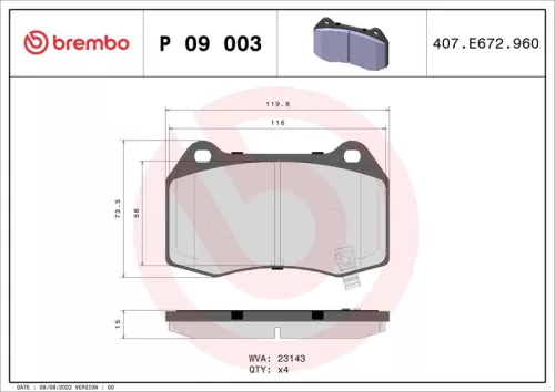ABS Brake Pad Set, disc brake (P 09 003)