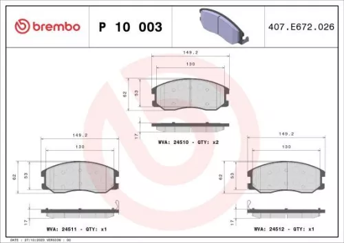 ABS Brake Pad Set, disc brake (P 10 003)