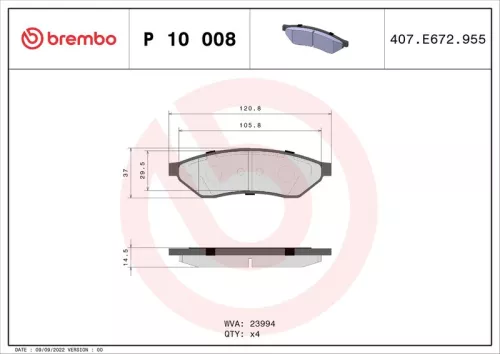 ABS Brake Pad Set, disc brake (P 10 008)