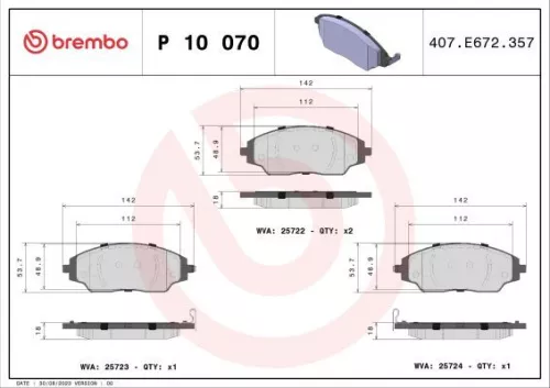 ABS Brake Pad Set, disc brake (P 10 070)