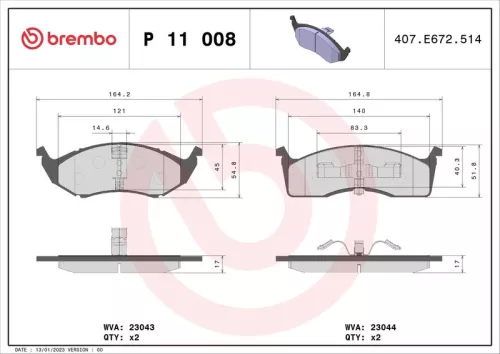 ABS Brake Pad Set, disc brake (P 11 008)