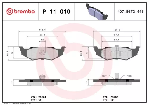 ABS Brake Pad Set, disc brake (P 11 010)