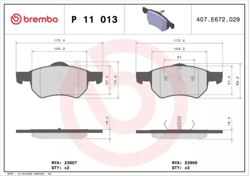 ABS Brake Pad Set, disc brake (P 11 013)