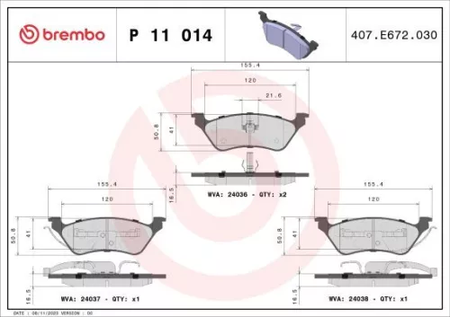 ABS Brake Pad Set, disc brake (P 11 014)