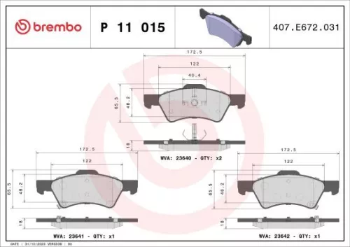 ABS Brake Pad Set, disc brake (P 11 015)